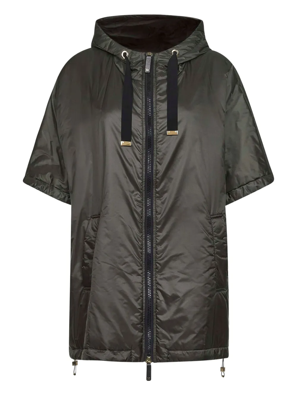 

Плащ с капюшоном и короткими рукавами MAX MARA, черный