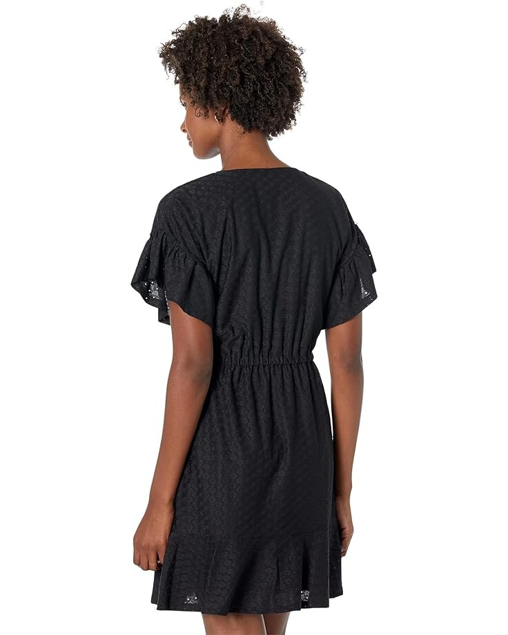 

Платье Michael Kors Lace-Up Lace Ruffle Mini Dress, черный
