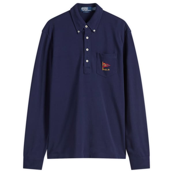 

Классическая рубашка поло с длинными рукавами Polo Ralph Lauren, синий