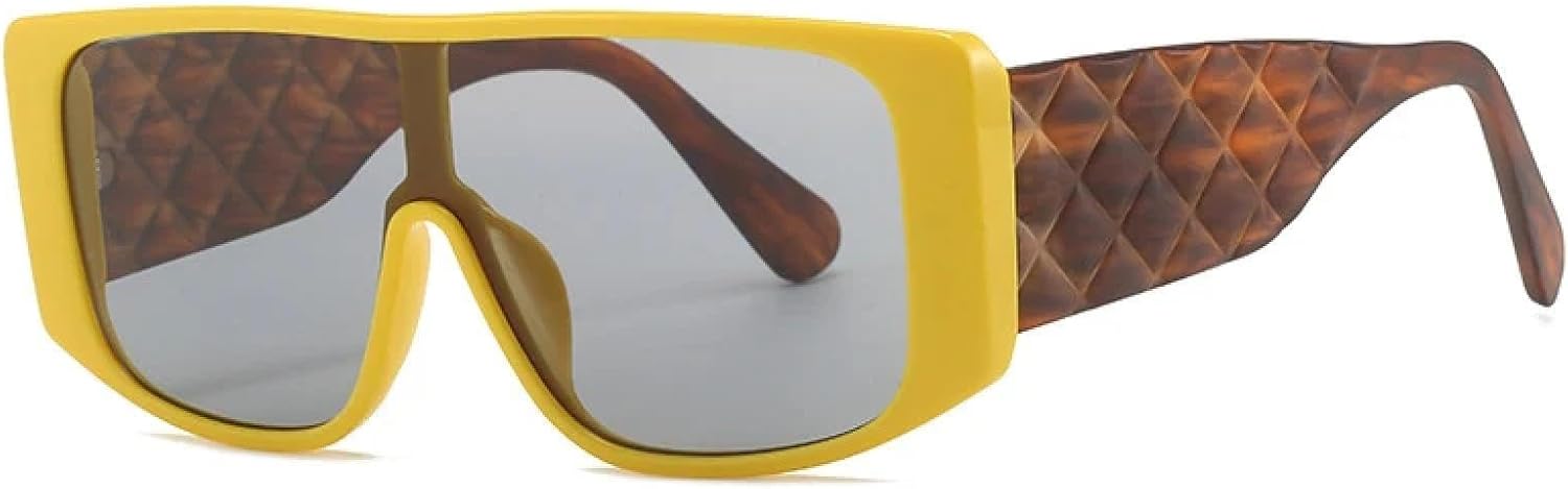 

Роскошные цельные солнцезащитные очки для женщин и мужчин, модные в винтажном панк-стиле, с крупной оправой и решетчатым дизайном, увеличенного размера TYUVIVO, Yellow Black