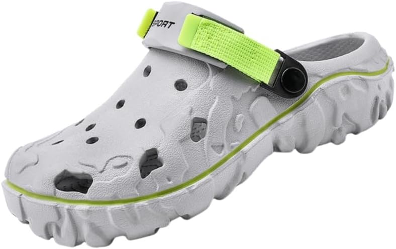 

Мужские массивные сабо с отверстиями- дышащие летние шлепанцы с быстросохнущей поверхностью, мягкой противоскользящей подошвой, легкие и прочные для повседневного ношения Clolinde, серебристо-серый