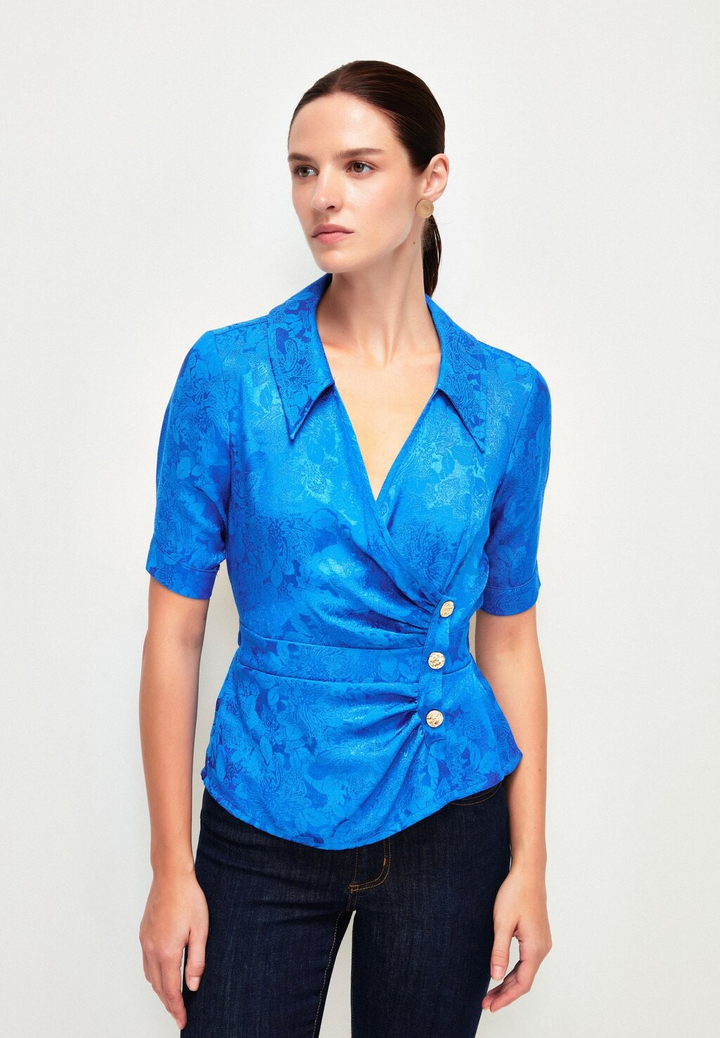 

Блузка Shirred Short Sleeve adL, синий