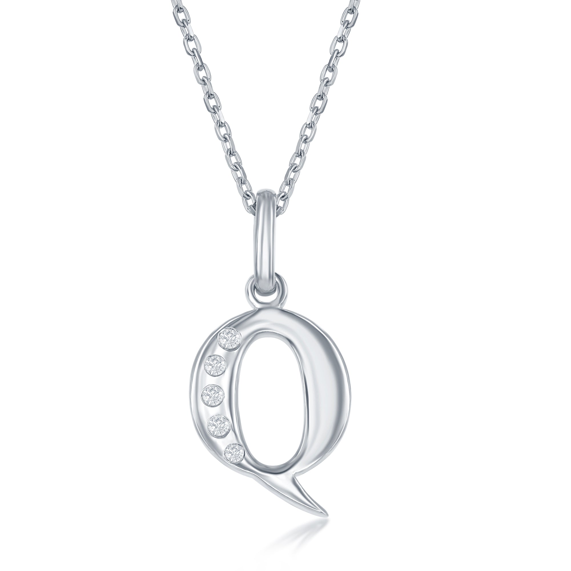 

Подвеска с инициалом «H» из стерлингового серебра с бриллиантом 0,03 карата и цепочкой Simona, Q