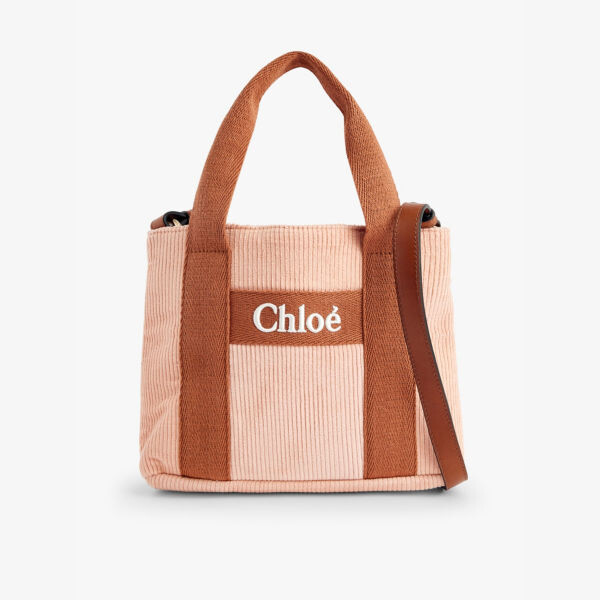 

Сумка-Тоут из денима с фирменной вышивкой и контрастными вставками Chloe, розовый