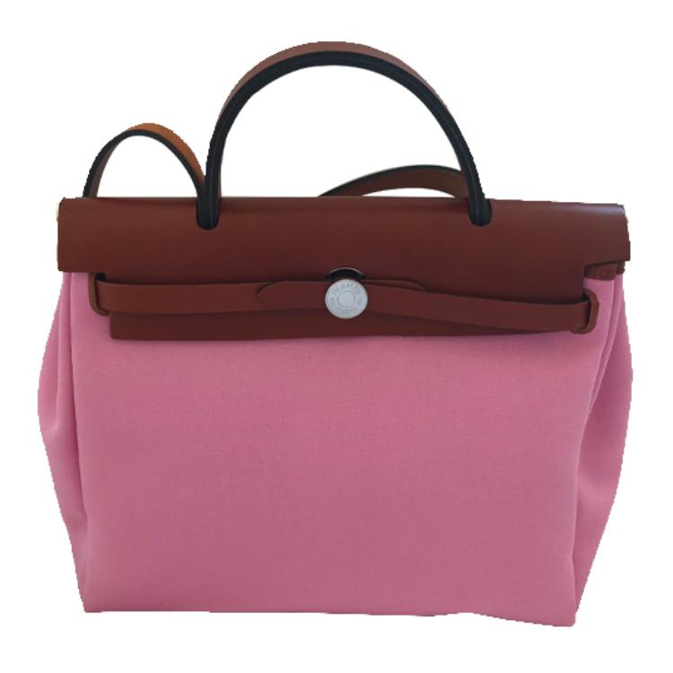 

HERMES Сумка Herbag Zip из холста, женская, на плечо, розовая