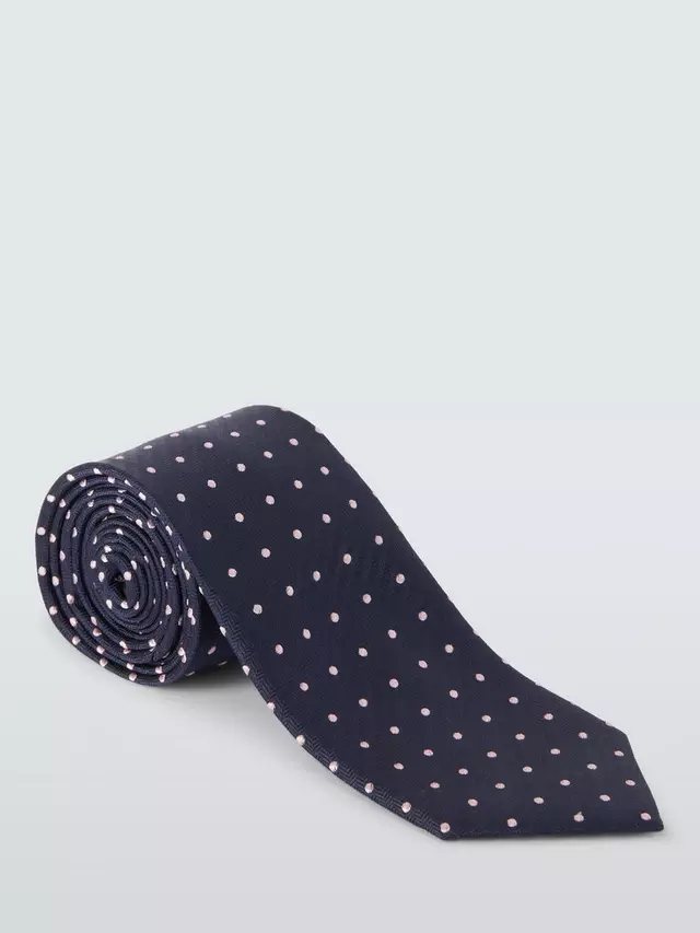 

Галстук John Lewis Dot Silk, цвет navy/pink