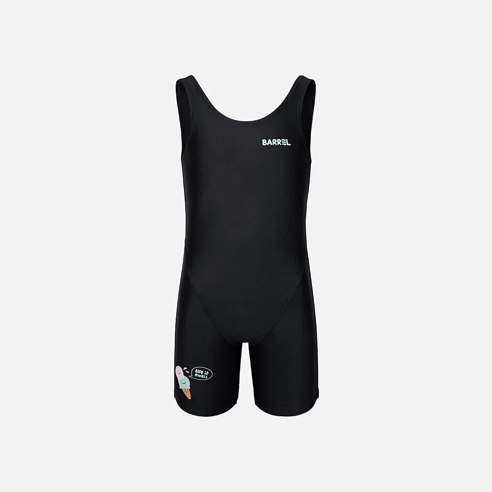 Детский чёрный слитный купальник Double Scoop U-Back от Barrel
