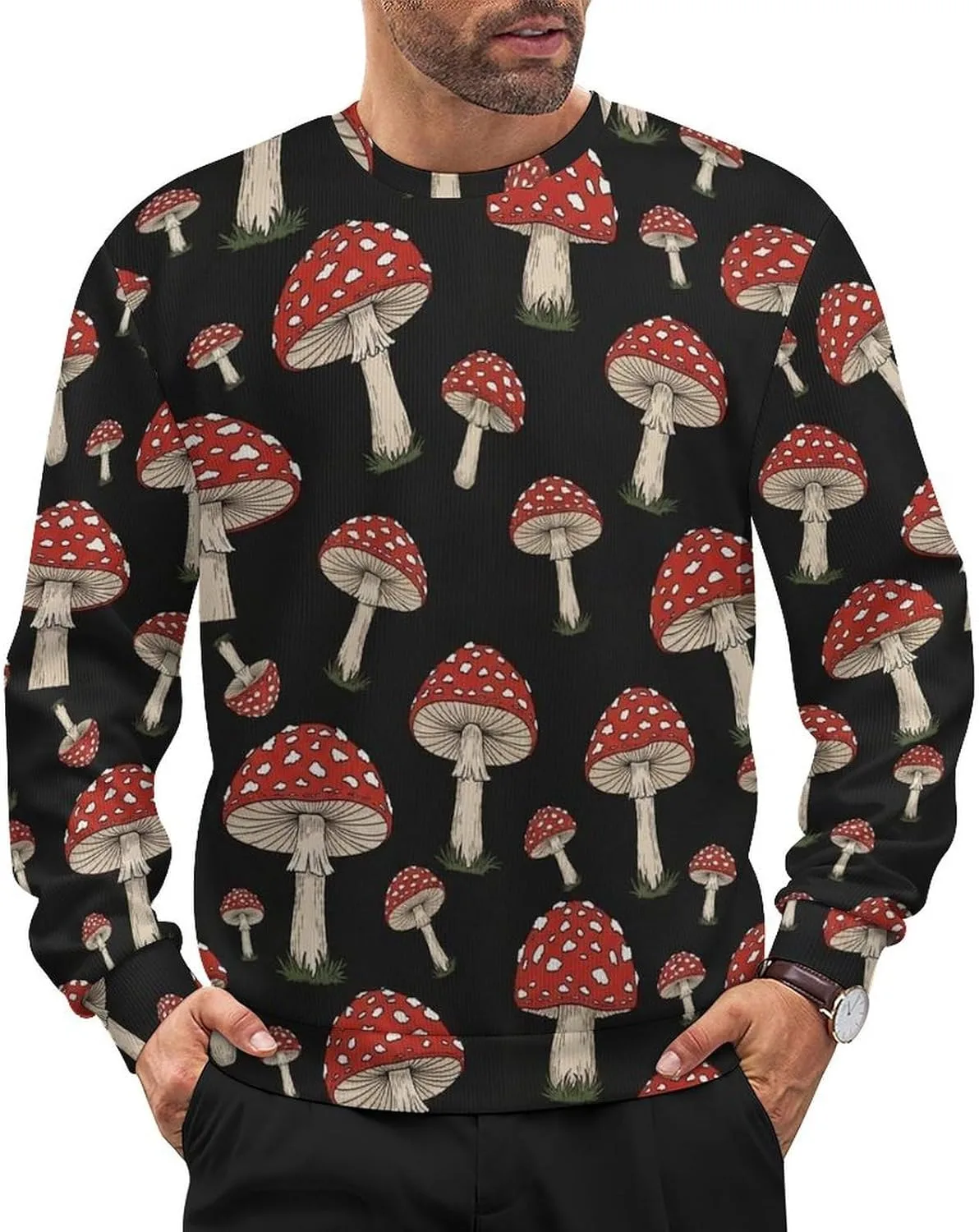 

Мужской свитер с круглым вырезом, вязаный, с длинными рукавами LITPUZC