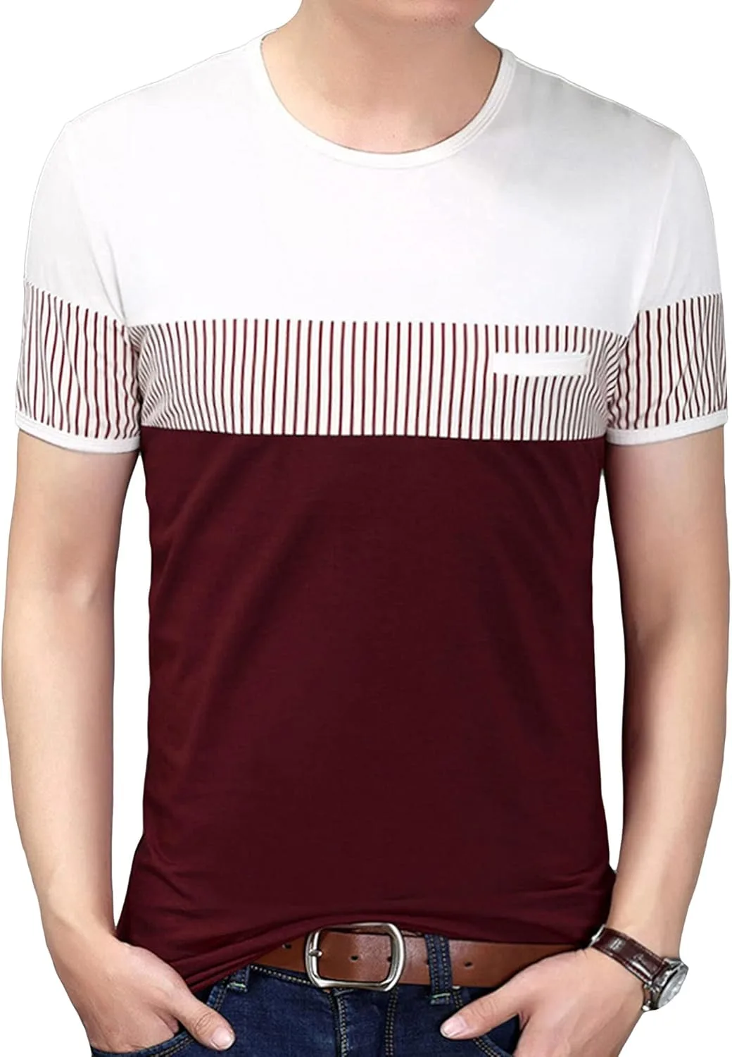 Мужская полосатая футболка с коротким рукавом Cotton Tees