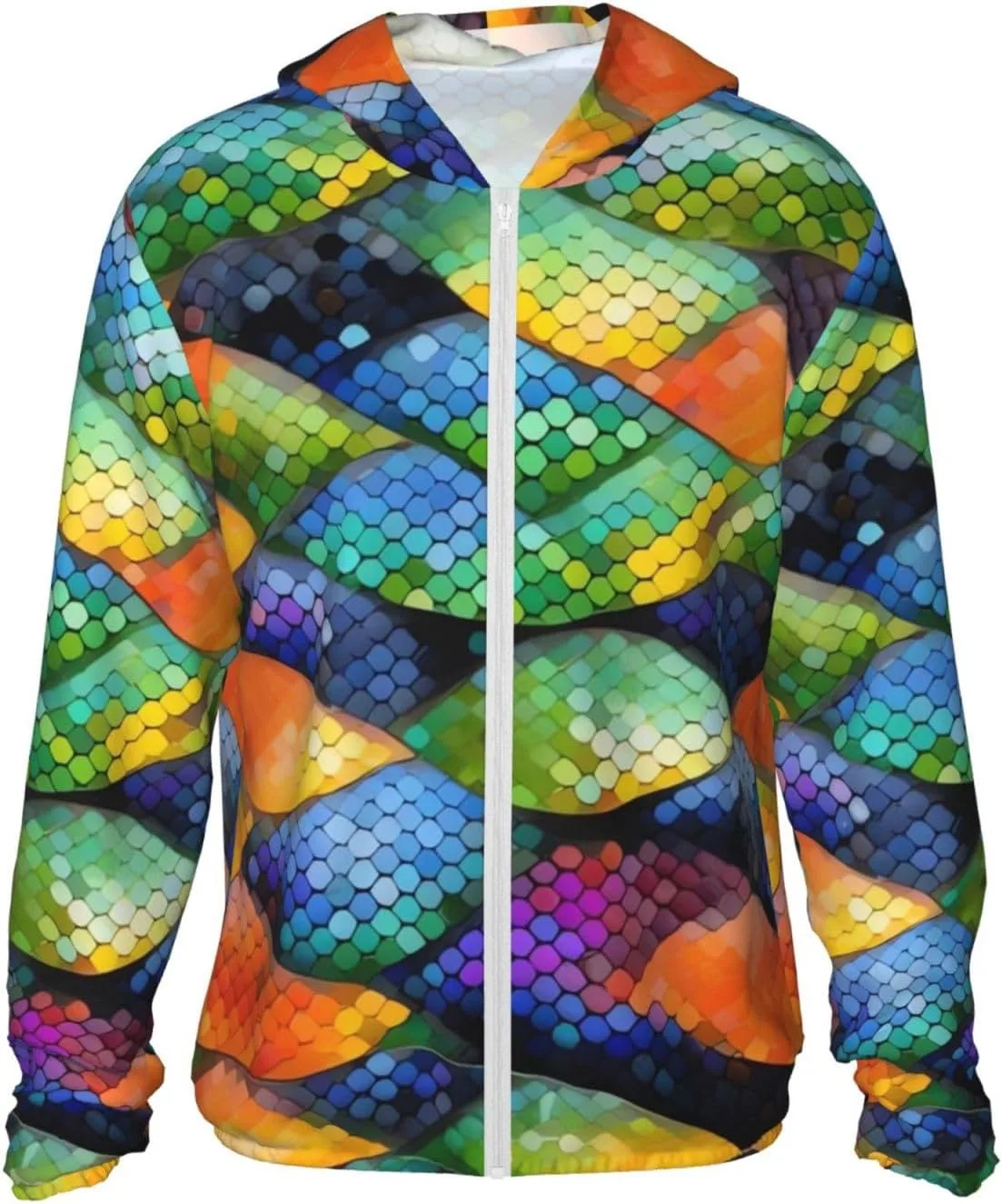 

Толстовка с защитой от солнца Rainbow Fish Scale, UPF 50+, с длинным рукавом и молнией GFLFMXZW