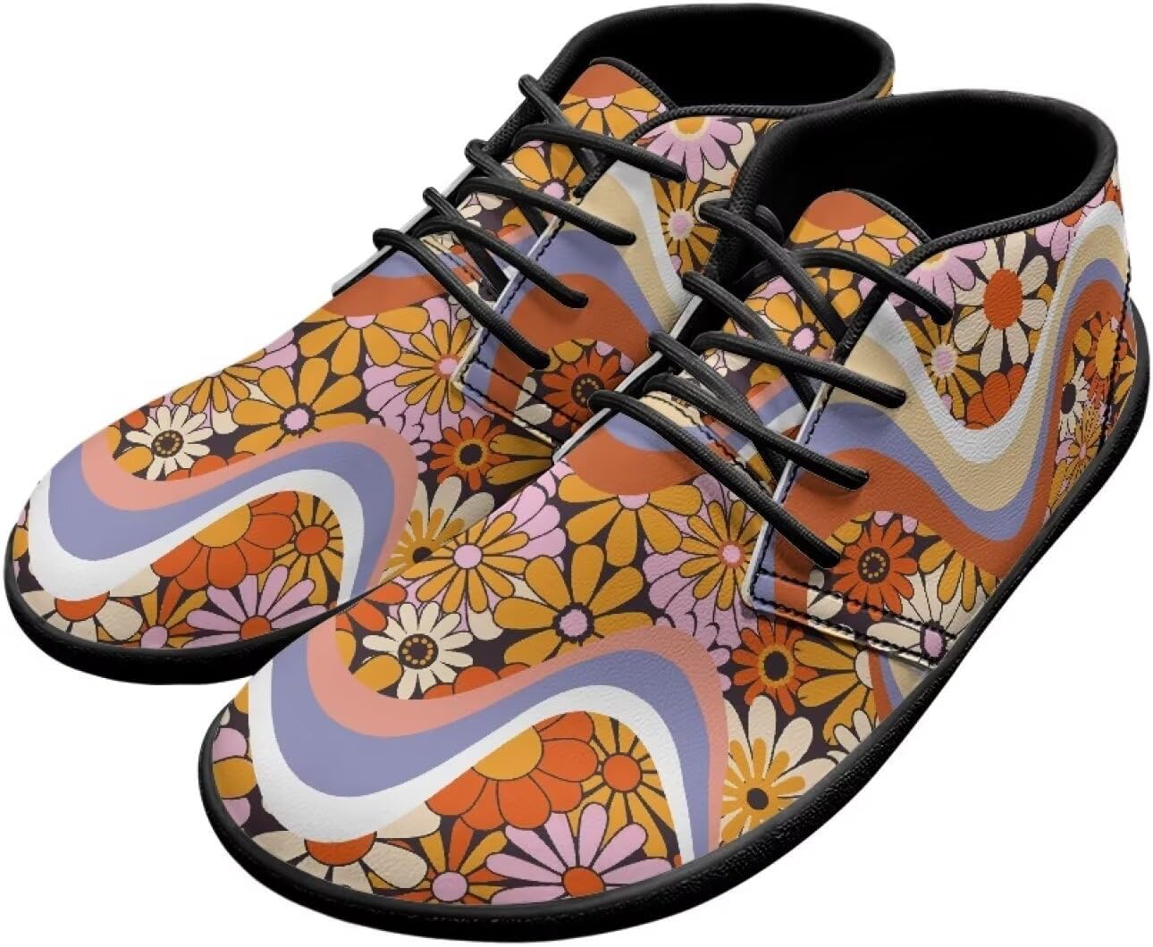 

Мужские низкие кроссовки Tomeusey для ходьбы, повседневные, с широким носком, с нулевым перепадом высоты подошвы, альпинистские ботинки для мужчин, Hippie Flower