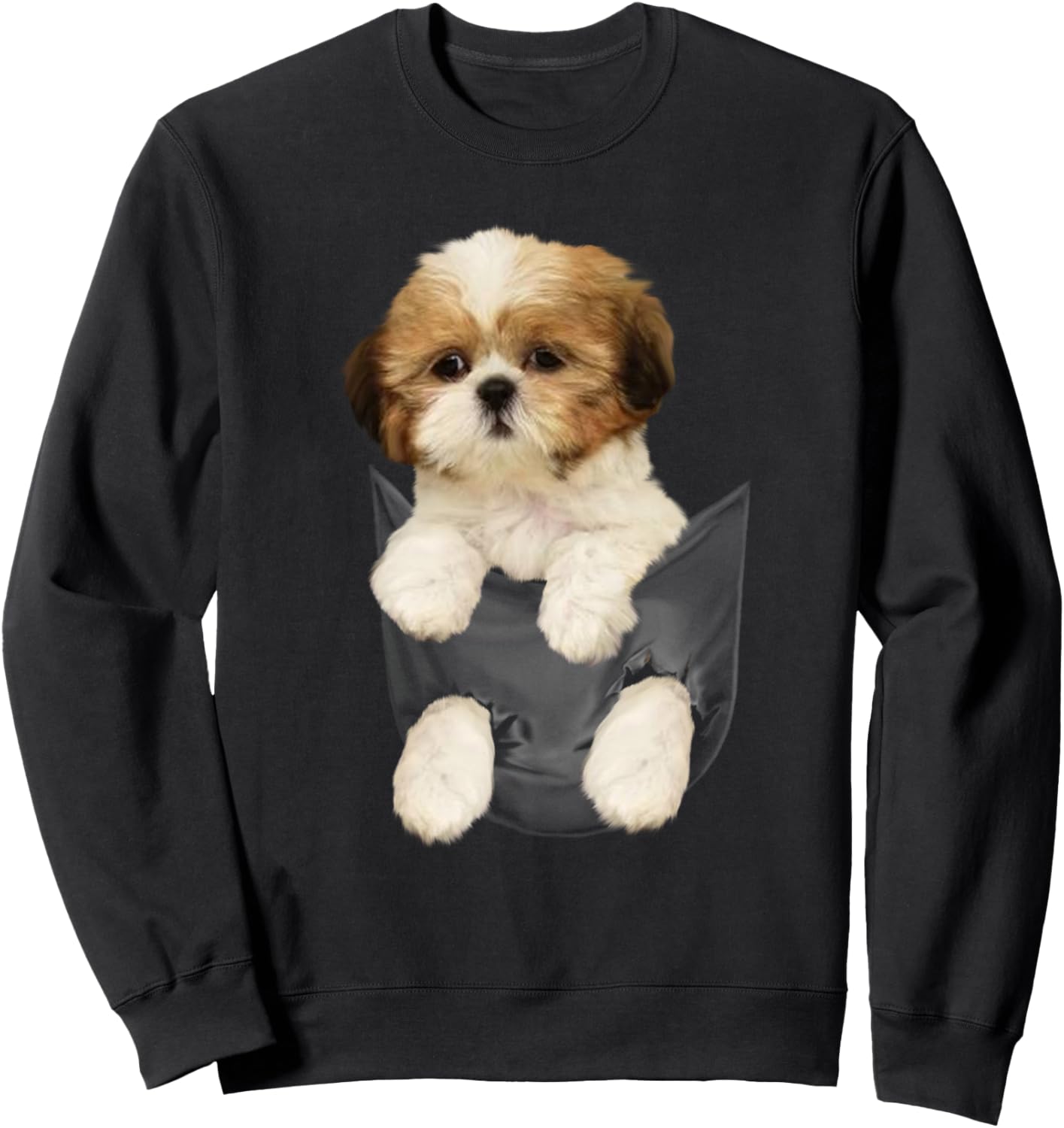 

Толстовка с изображением щенка ши-тцу в кармане Shih Tzu Puppy In Pocket T-Shirt, черный