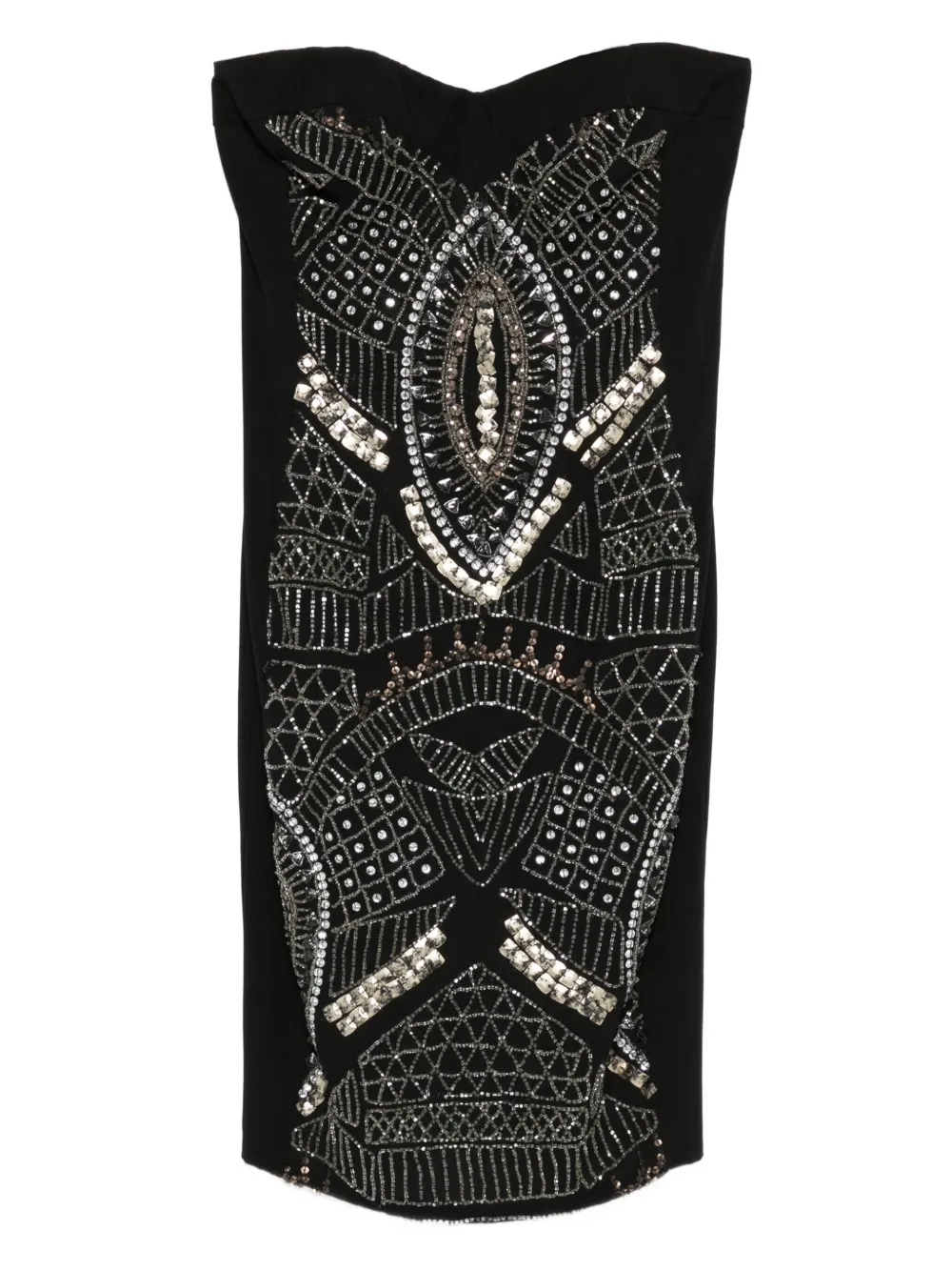 

Декорированное платье мини без бретелей Gemy Maalouf, черный