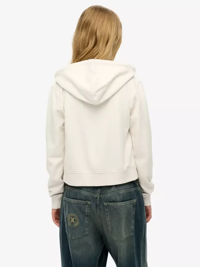 Спортивная толстовка Athletic Essentials Relaxed Cropped Zip Hoodie, цвет Desert Bone Offwhite Superdry — фото 2
