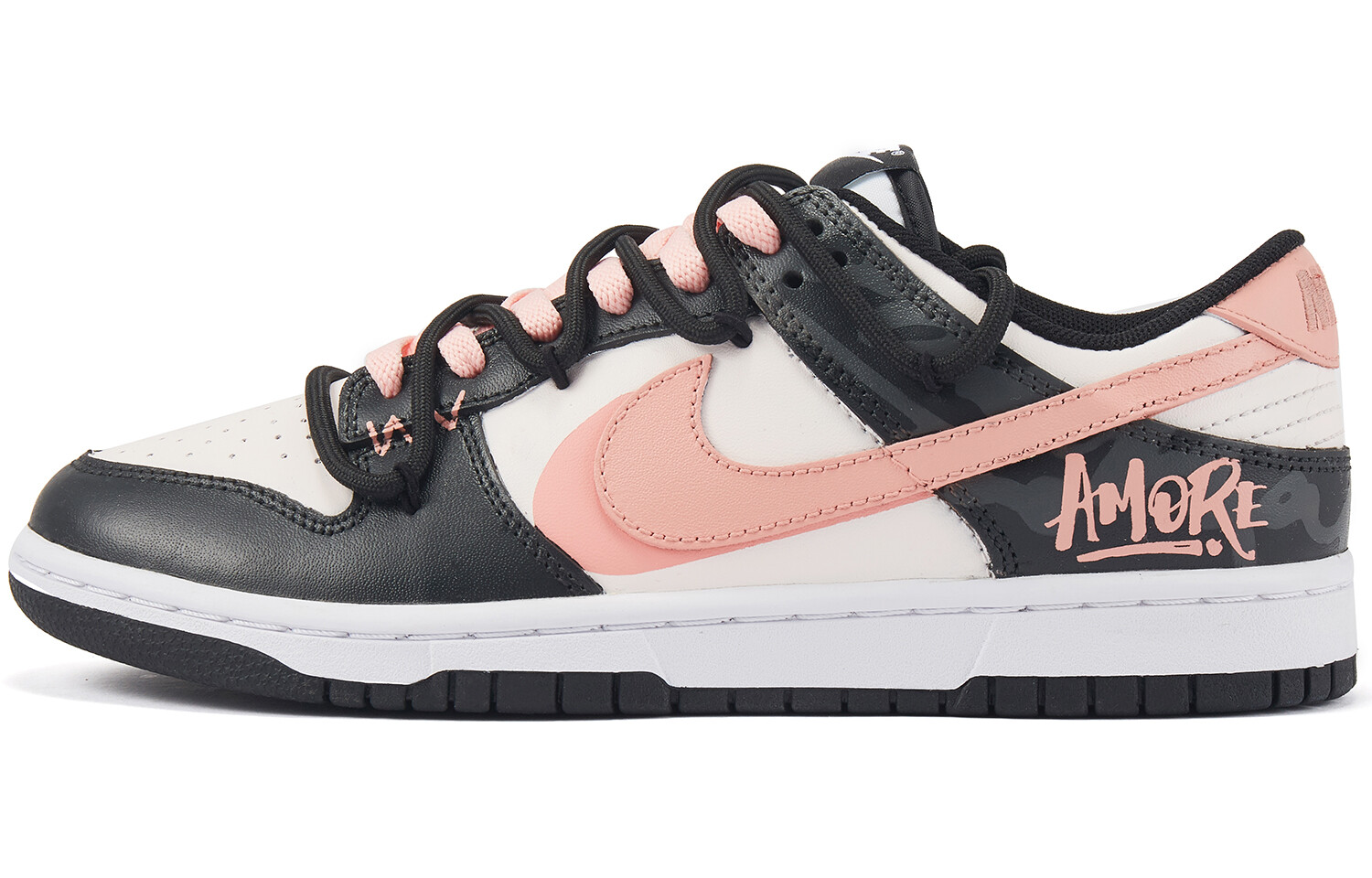 

Кроссовки Nike Dunk Skateboard Shoes Women's Low-Top Black White Pink, черный
