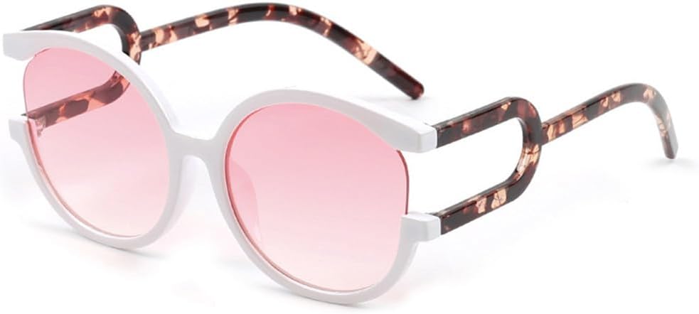 

Модные большие круглые женские солнцезащитные очки в стиле ретро с градиентным переходом, защита от УФ-излучения UV400, мужские солнцезащитные очки с красочным леопардовым принтом TKKTLLT, White Pink Gradient