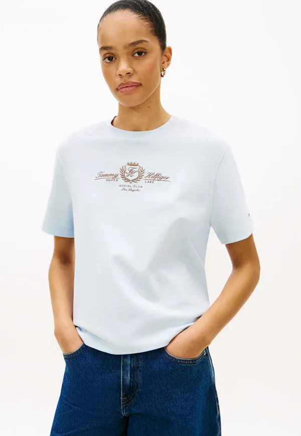 

Футболка свободного кроя с вышитым логотипом crest. Tommy Hilfiger, Keepsake Blue, Синий, Футболка свободного кроя с вышитым логотипом crest. Tommy Hilfiger, Keepsake Blue