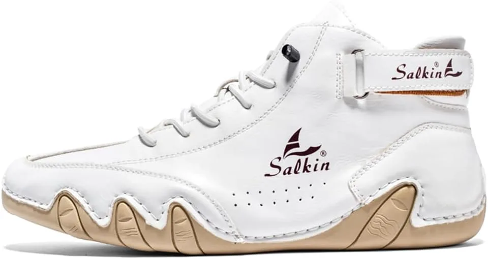 

Мужские повседневные кожаные модные кроссовки, ботинки-чикка на щиколотке, мокасины на легкой подошве, для ходьбы и вождения Abborora, белый