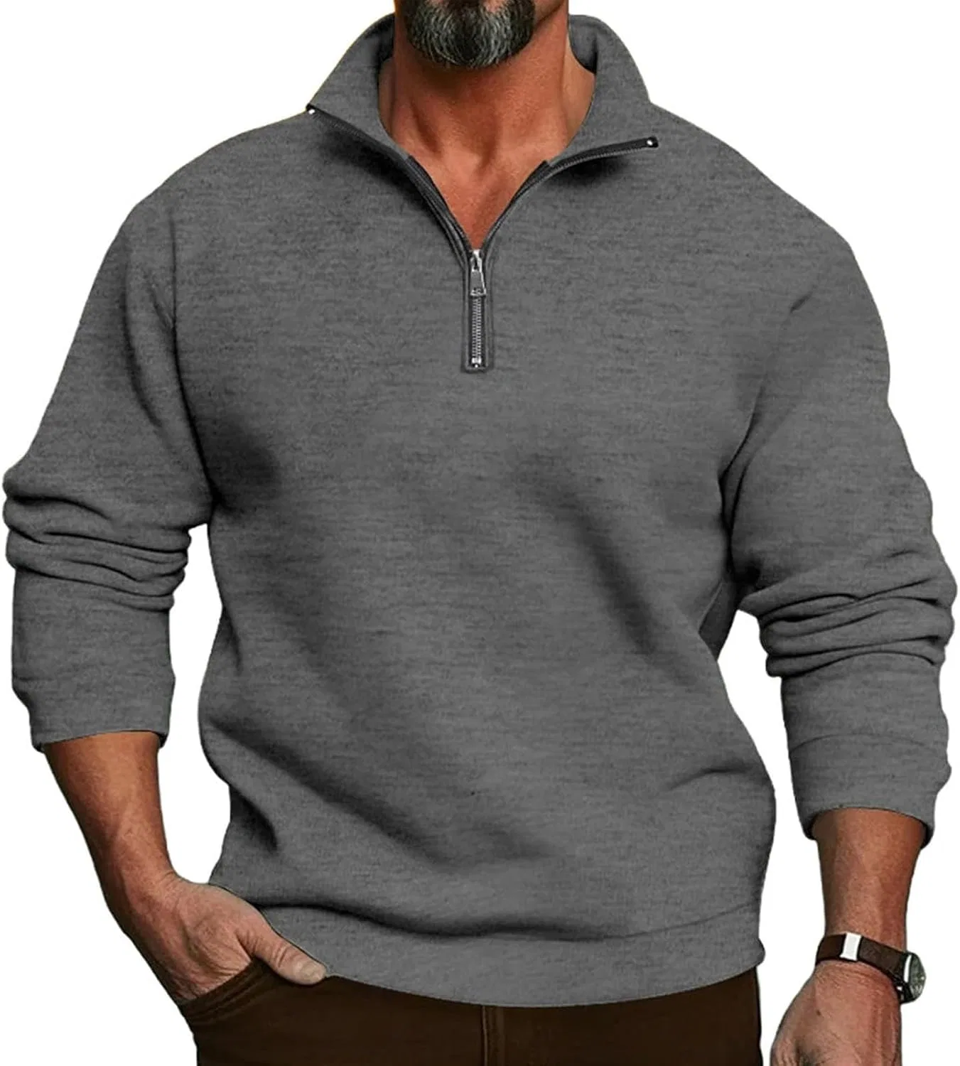 Худи мужское на молнии, флисовое, Dark Gray