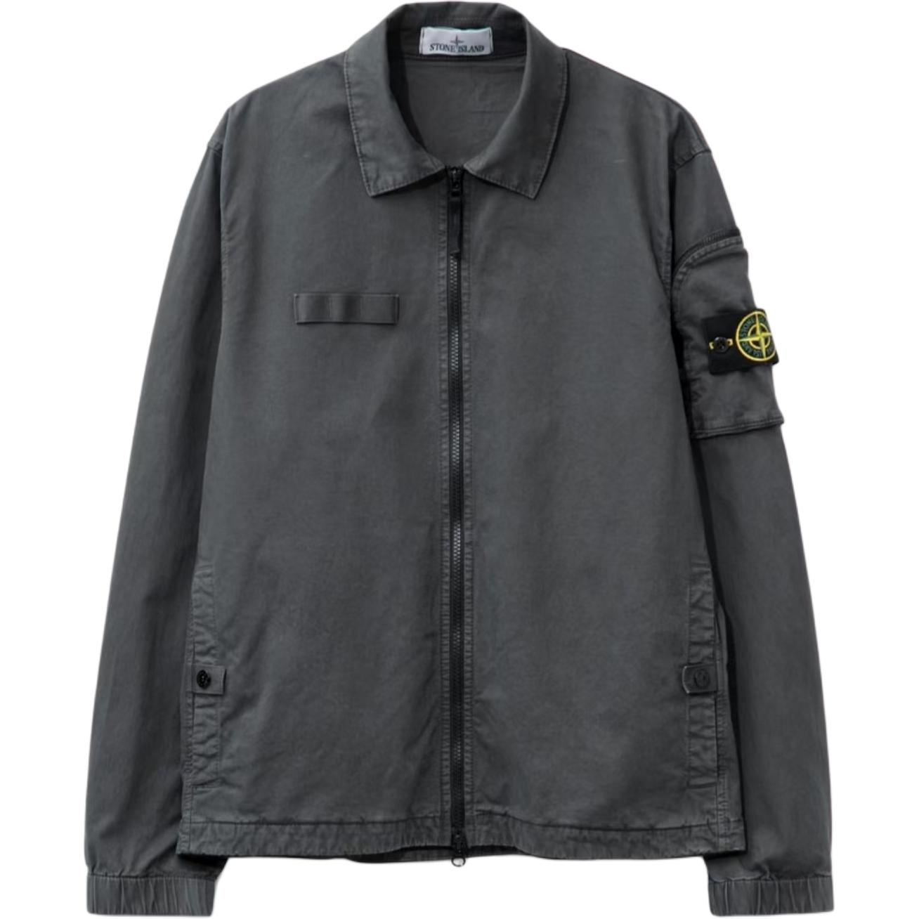 

STONE ISLAND Рубашка из хлопка с эластаном с узором компас, Charcoal Gray