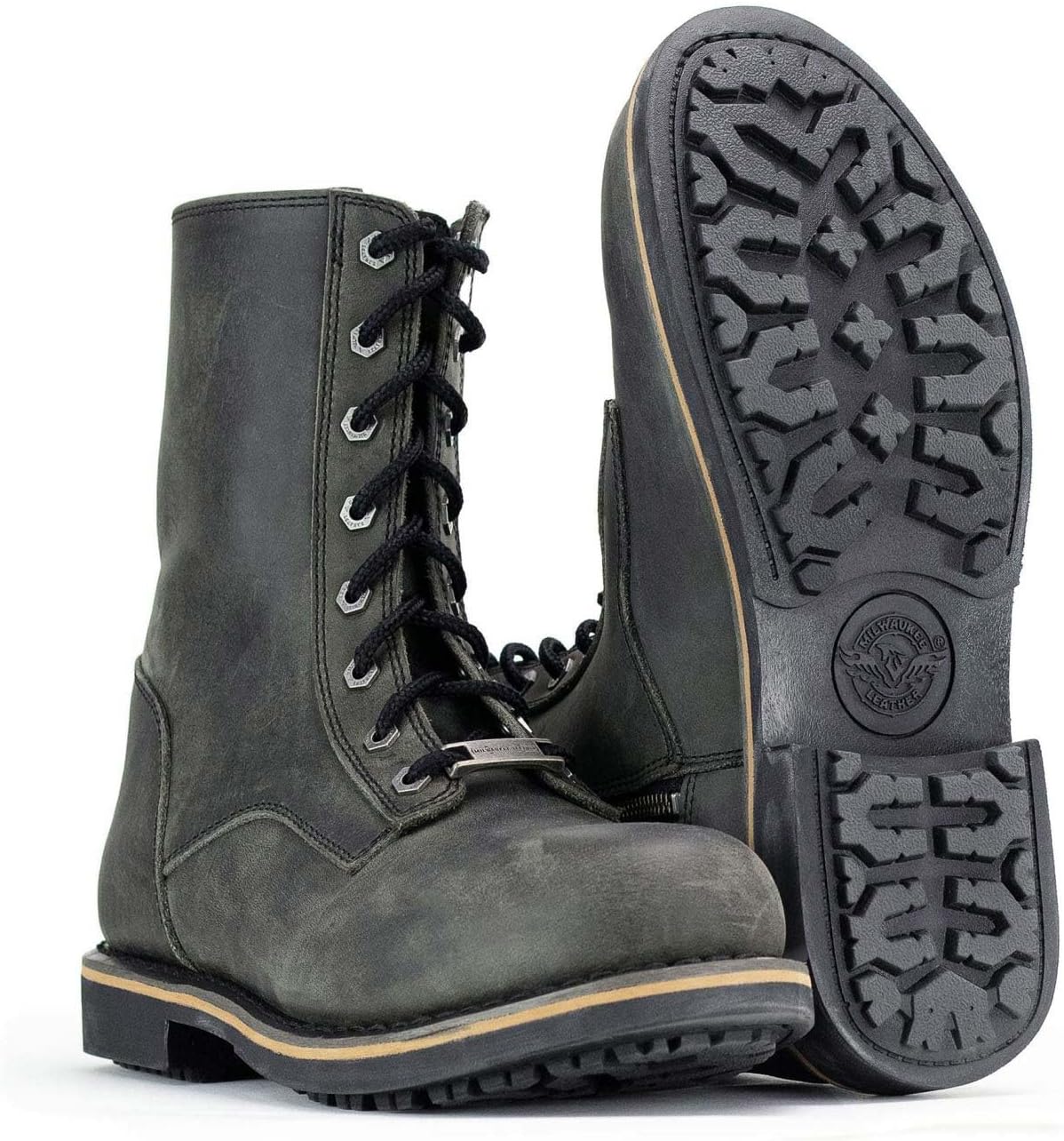 Мужские высокие ботинки Milwaukee Leather MBM9065 в винтажном черном с шнуровкой - размер 9.5 ‎Milwaukee Leather — фото 3