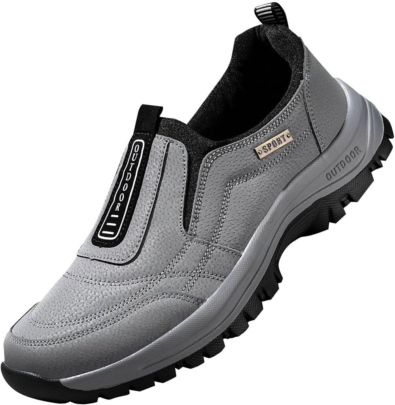

Мужские ортопедические прогулочные кроссовки 2025 года, удобные водонепроницаемые походные туфли, легкие слипоны для улицы, повседневные нескользящие кроссовки для трейла Generic, серый