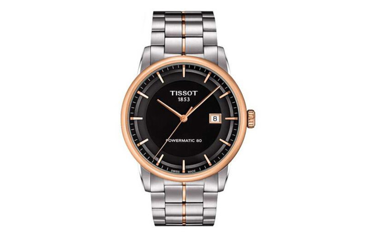 

TISSOT Часы Men's Luxe Collection Watch, Black Dial Silver Strap