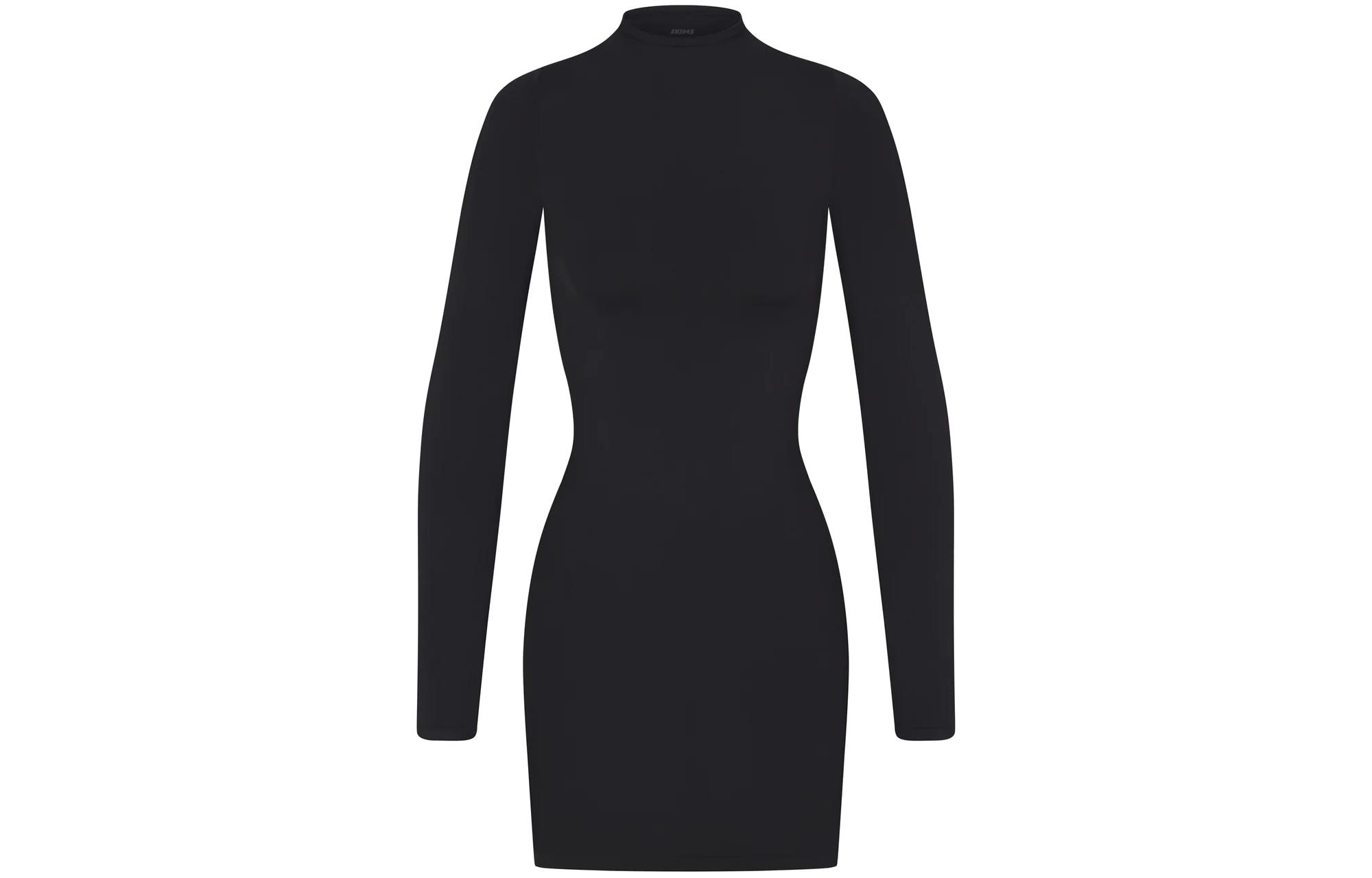 

Скимс мягкое бесшовное платье-водолазка мини с длинными рукавами женское ONYX/Onyx