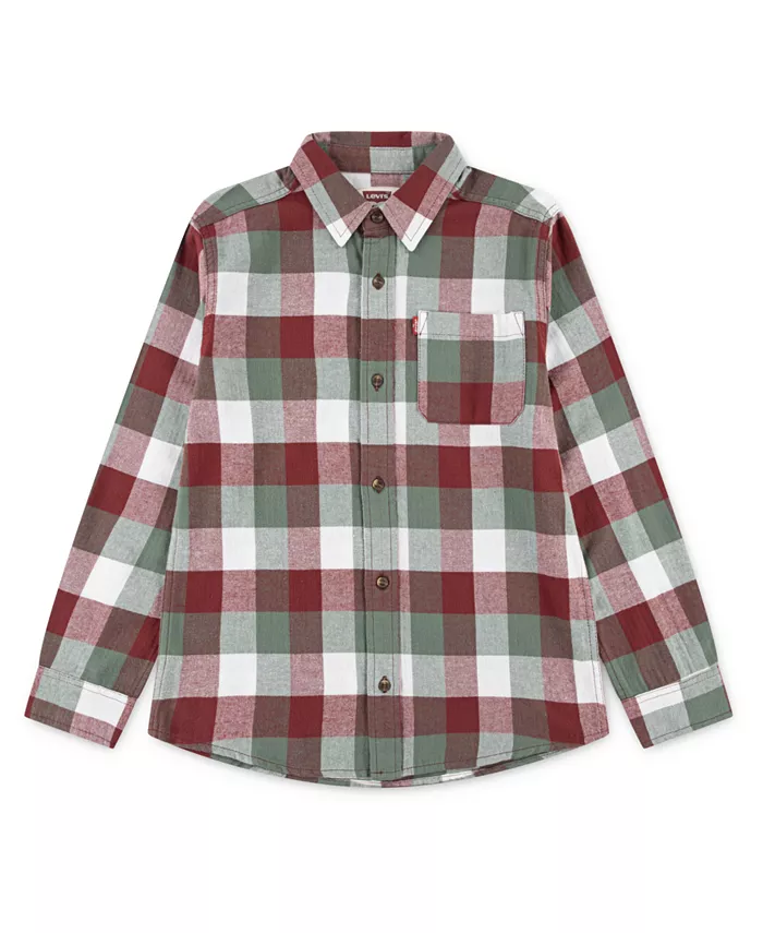 Мальчиковая фланелевая рубашка с длинным рукавом Buffalo Checkered размер 2T-7 Levi'S, красный