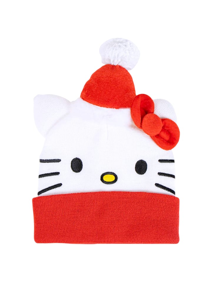 

Вязаная шапка Hello Kitty с рождественским колпаком и 3D-бантом белого цвета Hello Kitty