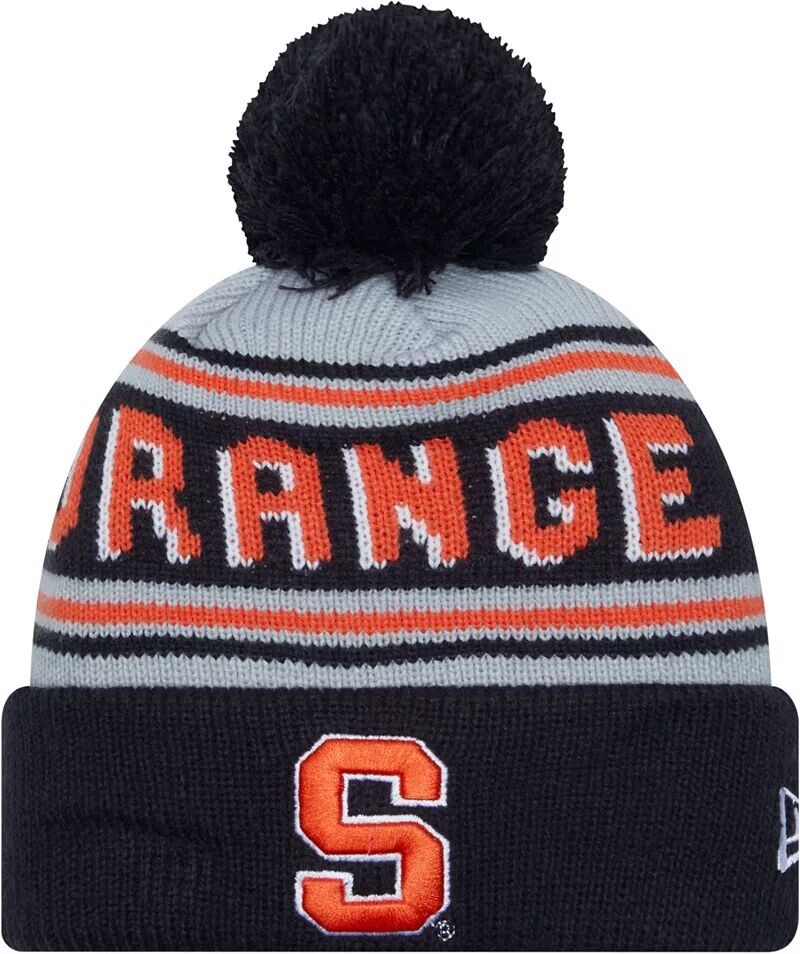 

Мужская шапка New Era Syracuse оранжево-синяя с помпоном и надписью