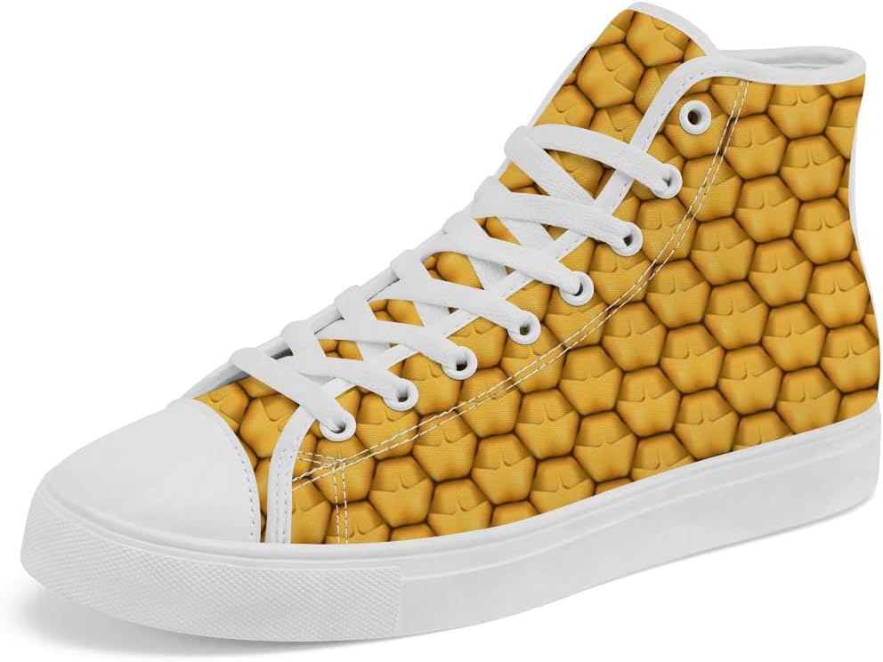 

Женские и мужские высокие кеды с ананасом, тропические высокие кеды на шнуровке, повседневная обувь из холста для мужчин и женщин Chebing, желтый