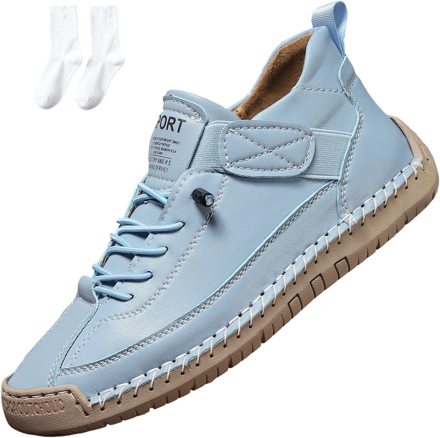 

Удобные ортопедические кроссовки, женские и мужские ортопедические кожаные туфли ручной работы, мягкая поддержка и комфорт Generic, небесно-голубой