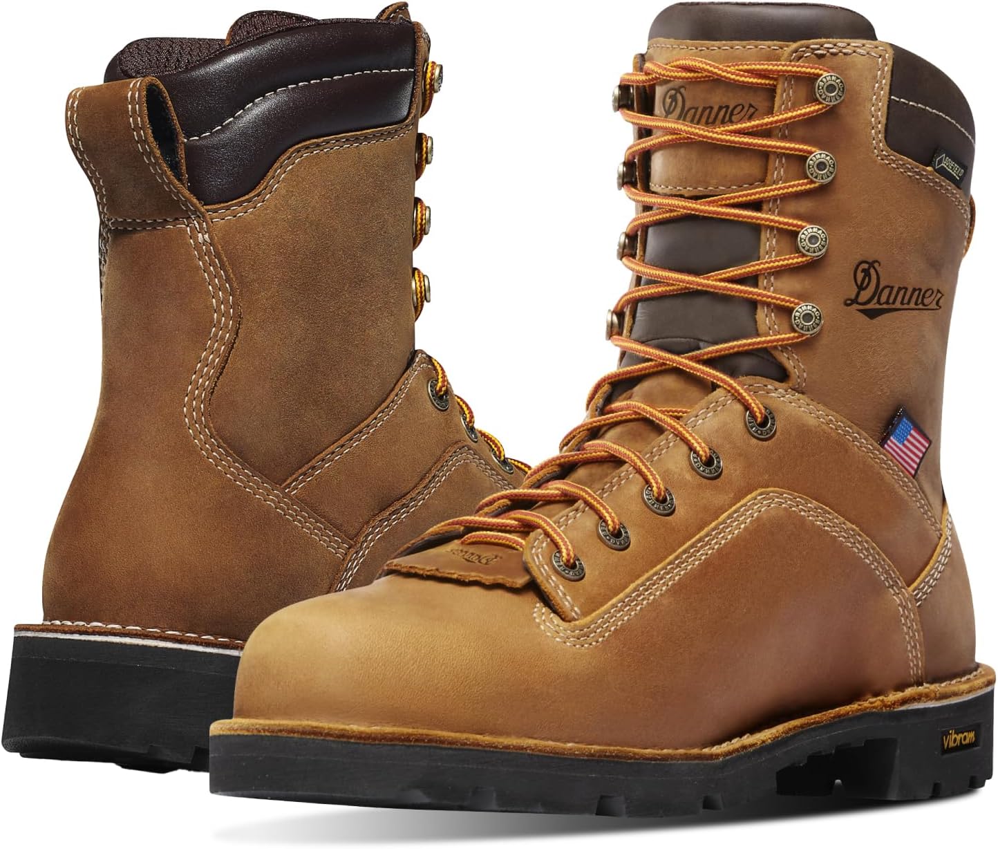 

Мужские рабочие ботинки Danner Quarry 8” USA водонепроницаемые - из кожи полного тви, с Gore-Tex, стелька с трехуровневой амортизацией и подошва с протектором на пятке, электрозащитные, коричневый