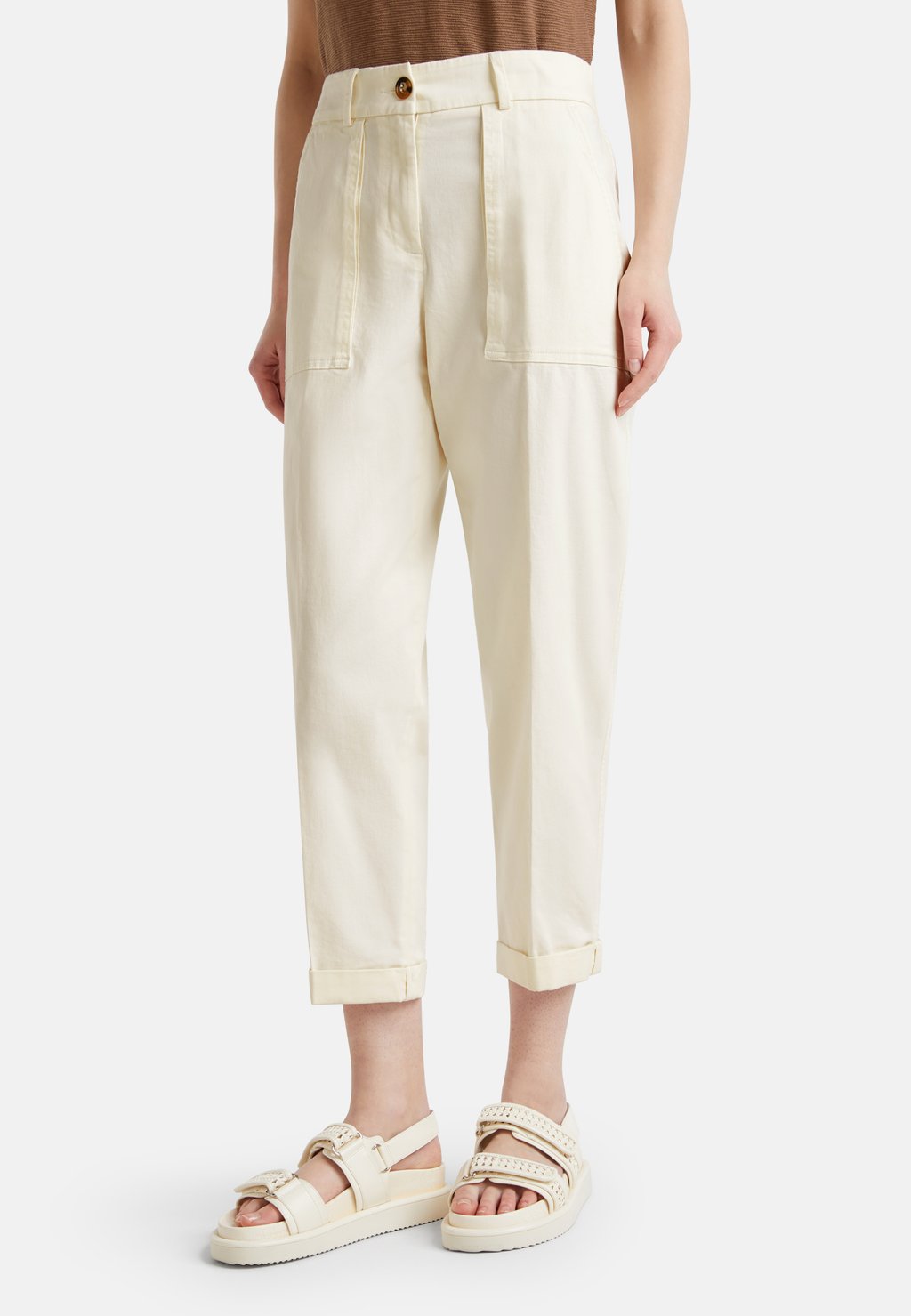 

Брюки WITH ROLL-UP United Colors of Benetton, белый