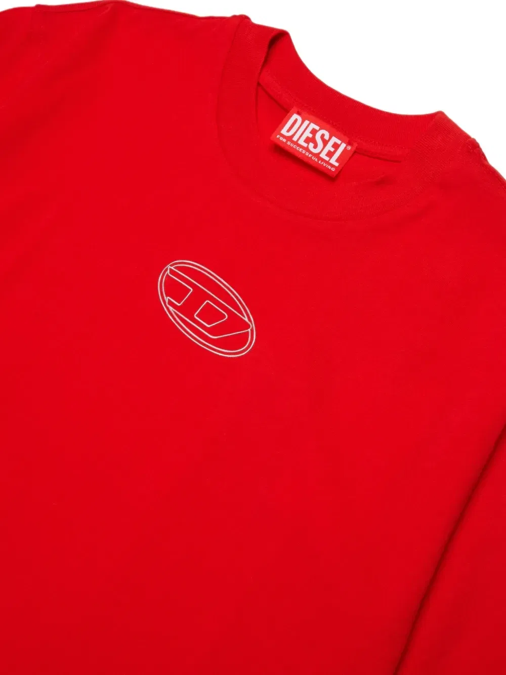Укороченная футболка с вышитым логотипом Oval D Diesel Kids, красный — фото 3