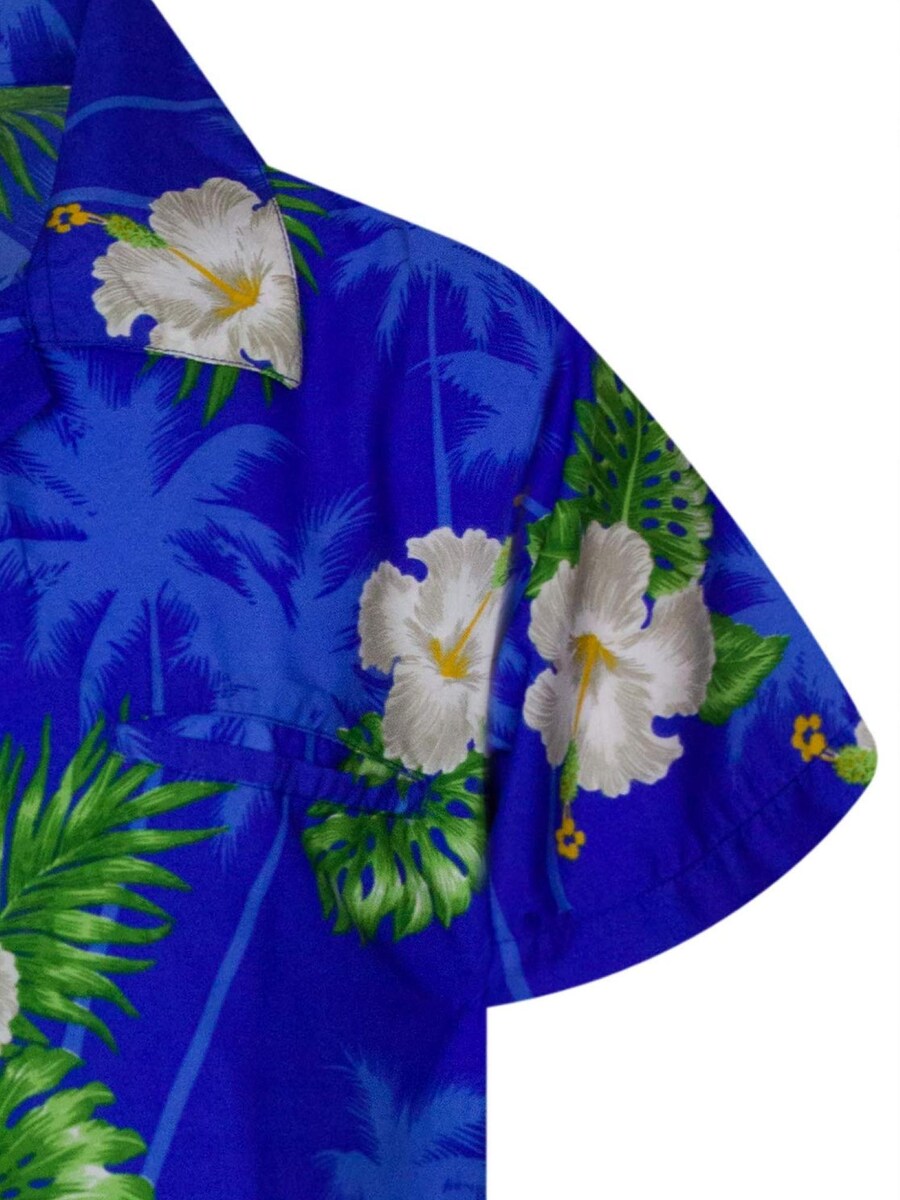 Рубашка на пуговицах классического кроя King Kameha Small Flower, темно-синий — фото 4