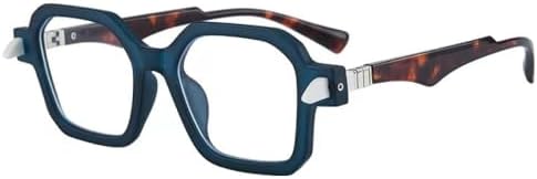 

Ретро-очки квадратной формы для женщин, модные, двухцветные, с защитой от УФ-излучения UV400; мужские солнцезащитные очки в стиле панк с многоугольными заклепками MTZJH, Matte Blue Clear