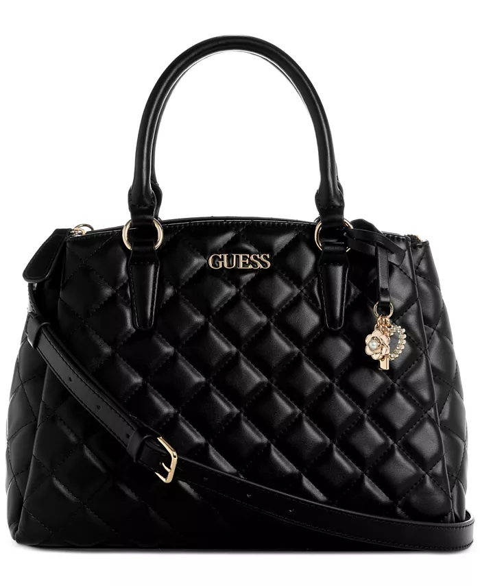 

Стеганая сумка Tinsley Medium с тремя отделениями GUESS, черный