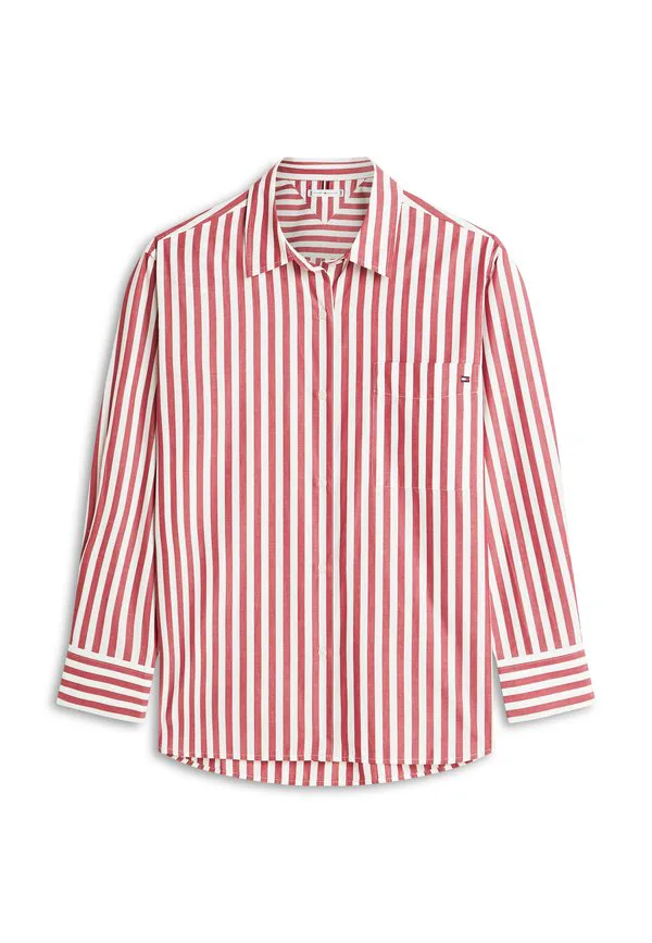Классическая рубашка-блузка из поплина свободного кроя на пуговицах. Tommy Hilfiger, Ecru/Liberty Red — фото 4