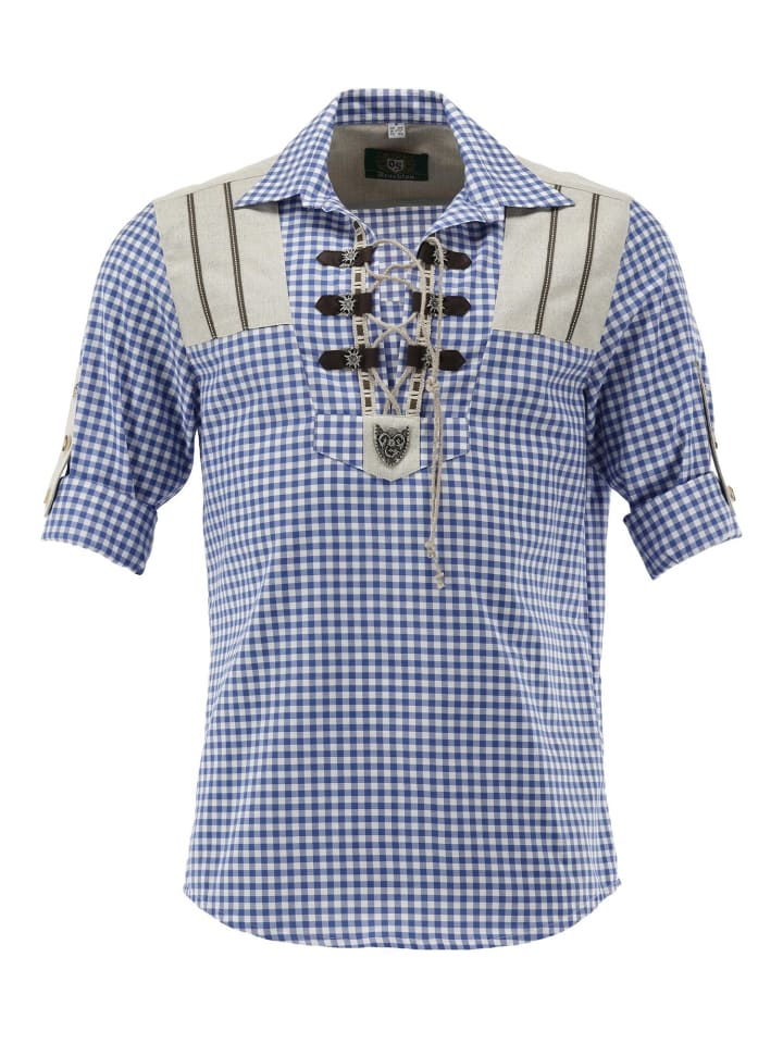 

Традиционная рубашка пируви средне-синего цвета OS-Trachten