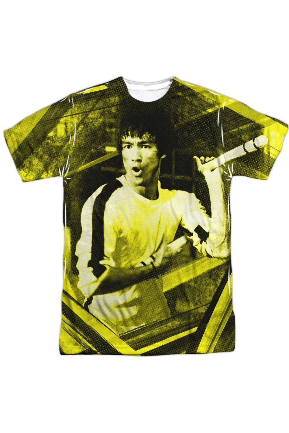 

Футболка с коротким рукавом и полосками Bruce Lee для взрослых, 100% полиэстер Gildan, белый