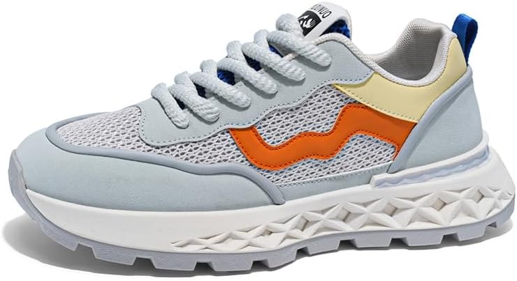 

Мужские спортивные кроссовки с дышащей сеткой, шнуровкой, круглым носком, низким верхом, толстой подошвой и противоскользящей подошвой, подходят для ходьбы и игры в мяч Igzbibg, синий