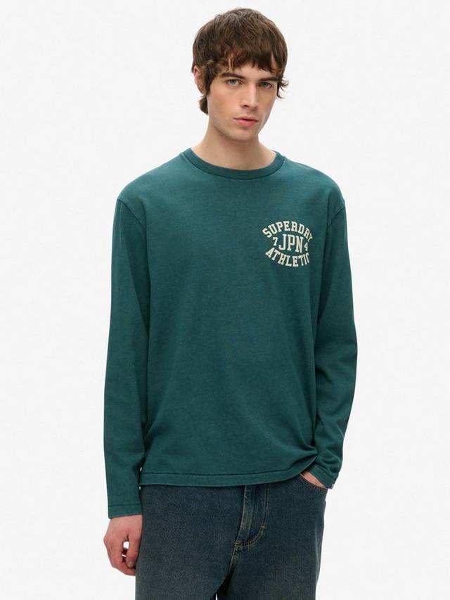 

Футболка с логотипом regular fit из хлопчатобумажной смеси с длинным рукавом Superdry, цвет Dark Pine Green