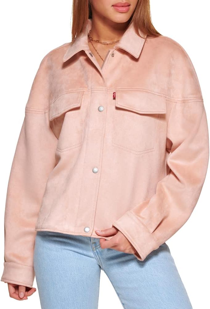 

Levi's Женская короткая куртка-косуха из мягкой искусственной замши, Rose Mist
