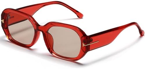 

Модные солнцезащитные очки для женщин и мужчин в стиле панк, винтажные очки с толстой оправой, ретро-очки овальной формы, женские солнцезащитные очки UV400 MTZJH, Red Tea