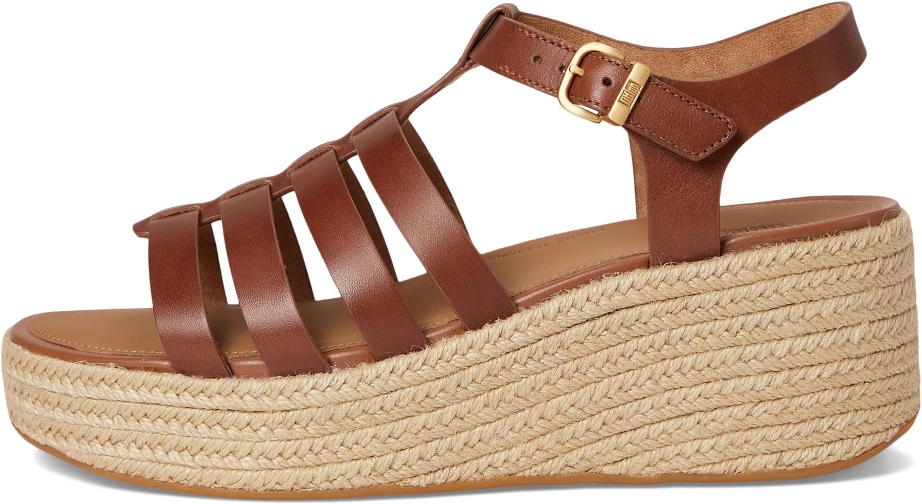 Сандалии FitFlop PLATFFORMS Espadrille Leather Fisherman Wedge Sandals, цвет Deep Tan — фото 4