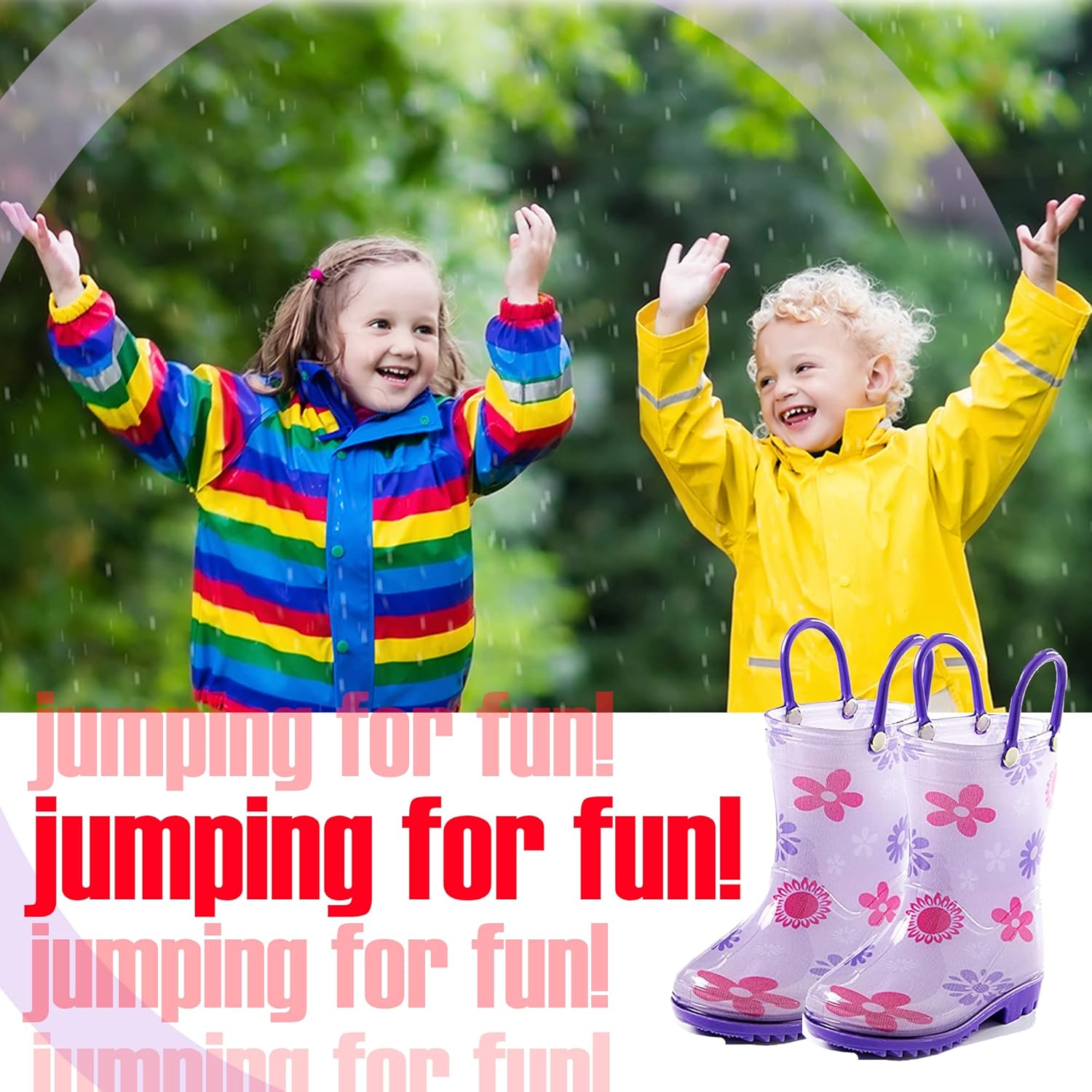 Водонепроницаемые ПВХ сандалии Puddle Play для малышей и детей с ручками для легкого надевания - легкие противоскользящие сапоги для мальчиков и девочек, Flower Shapes — фото 3