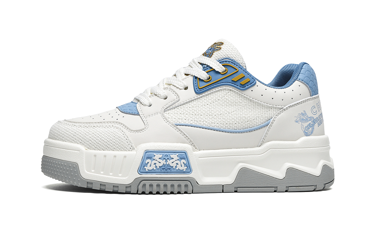 

Низкие мужские кроссовки для скейтбординга Chinese Dragon Series HLA, White Blue