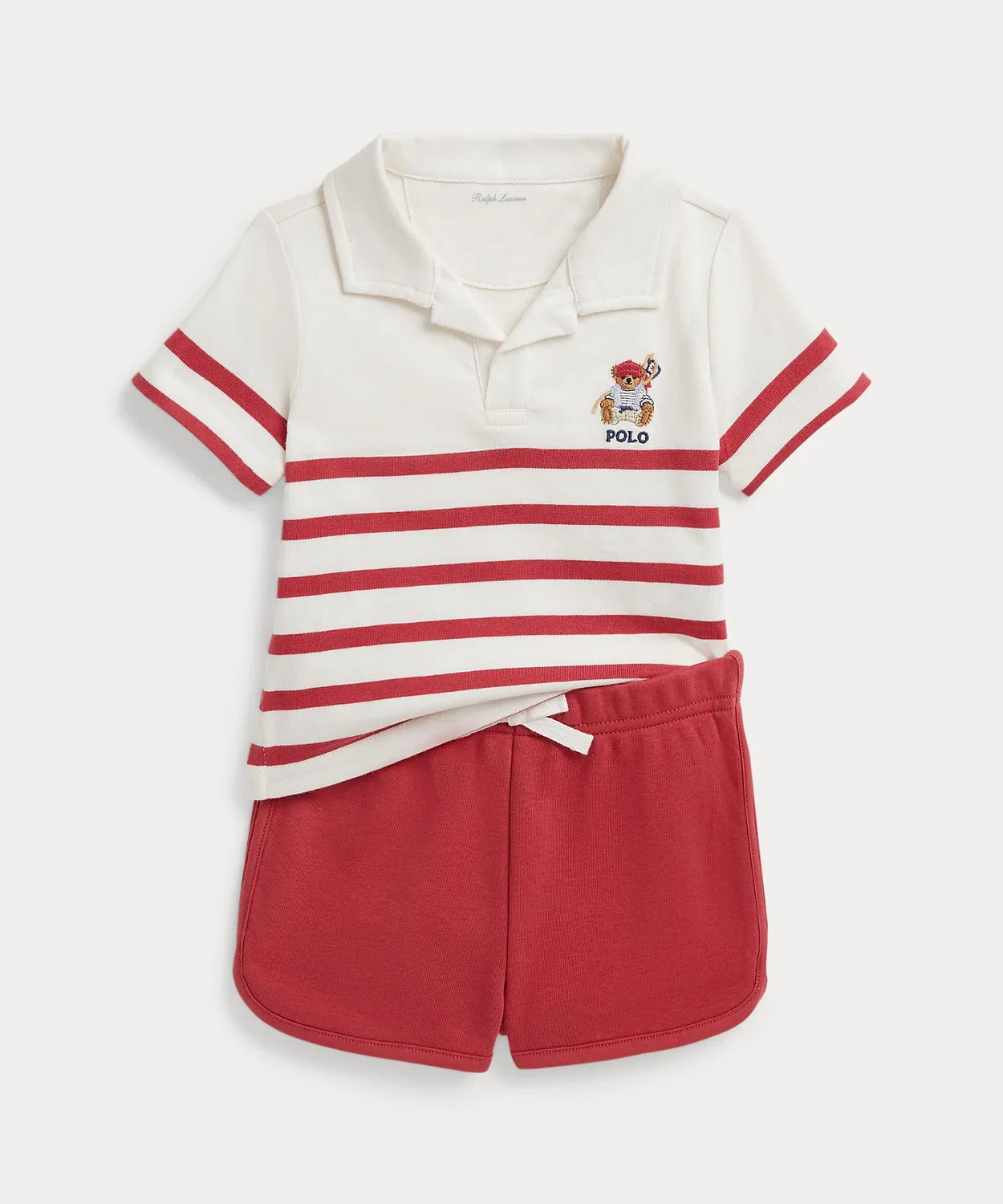 Детский костюм с вышивкой медвежонка Polo Ralph Lauren, футболка и шорты, красный